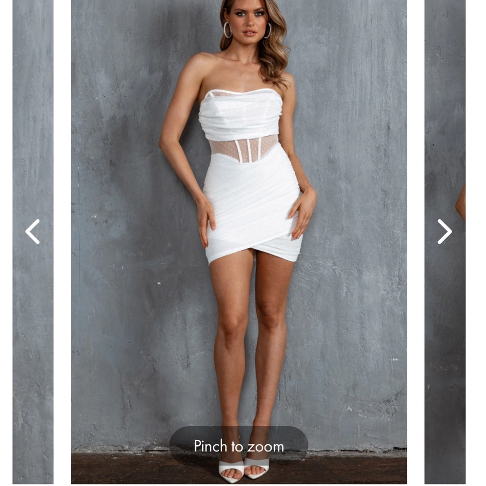 Selfie Leslie CHARLEE RUCHED MESH DRESS HAIL SPOT WHITE